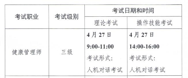 河南2019第一次健康管理师考试时间4月27日